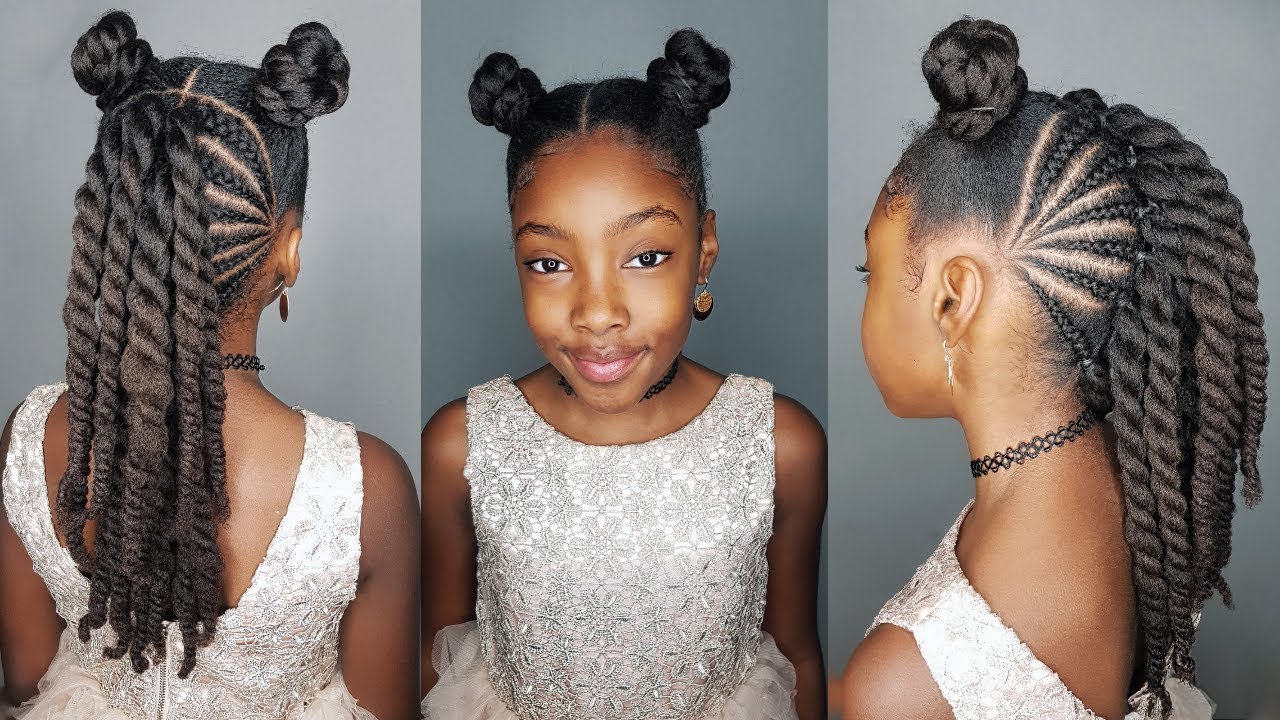 Buns and a Mohawk- Protective hairstyle for Girls