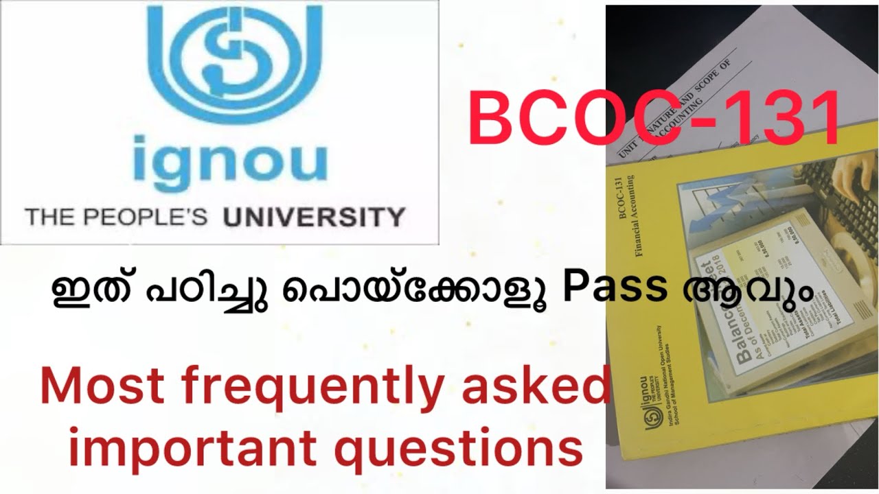 Important topics to cover || BCOC-131 || IGNOU ||malayalam