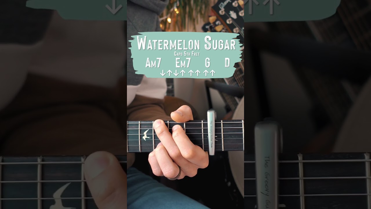 Watermelon Sugar Harry Styles Guitar Lesson // Watermelon Sugar Guitar Tutorial #Shorts