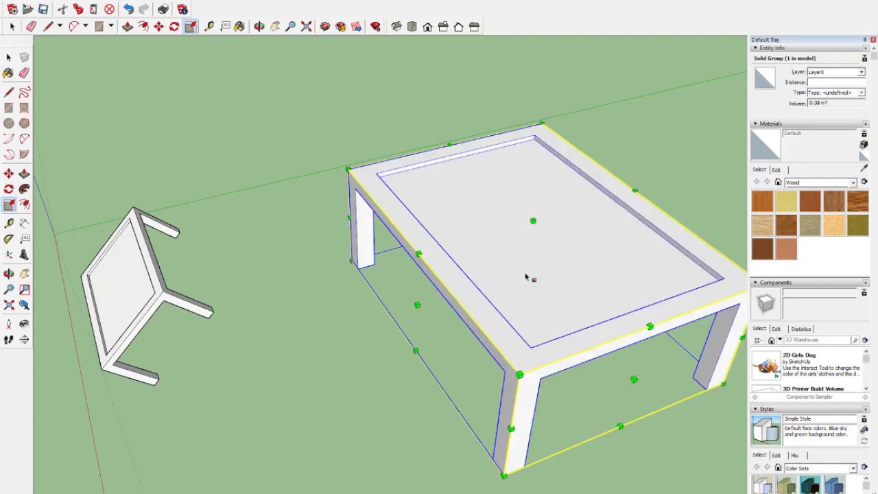 شرح طريقة عمل دوران وتصغير وتكبير فى سكتش اب scale and rotate and stretch in sketch up