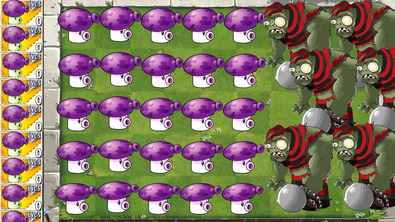 One Plant Power Up- Challenge Puff Shroom Plants vs Zombies 2