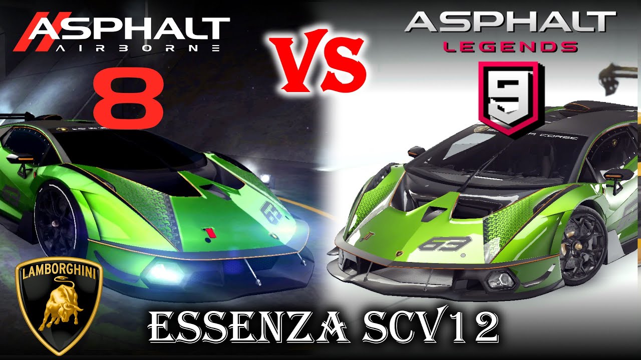 Lamborghini Essenza SCV12: Asphalt 8 vs Asphalt 9