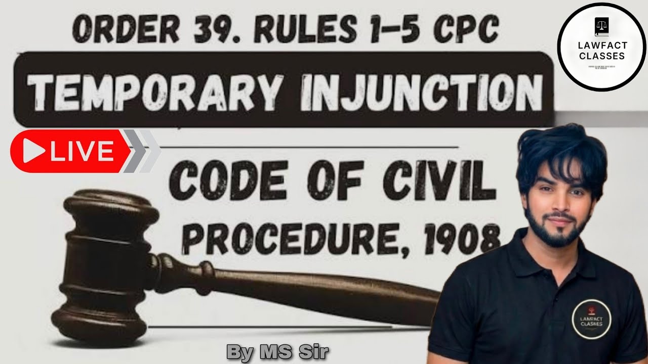CPC 1908 | सिविल प्रकिया संहिता 1908 | अस्थायी व्यादेश | Temporary Injuction (TI) | Order 39 आदेश 39