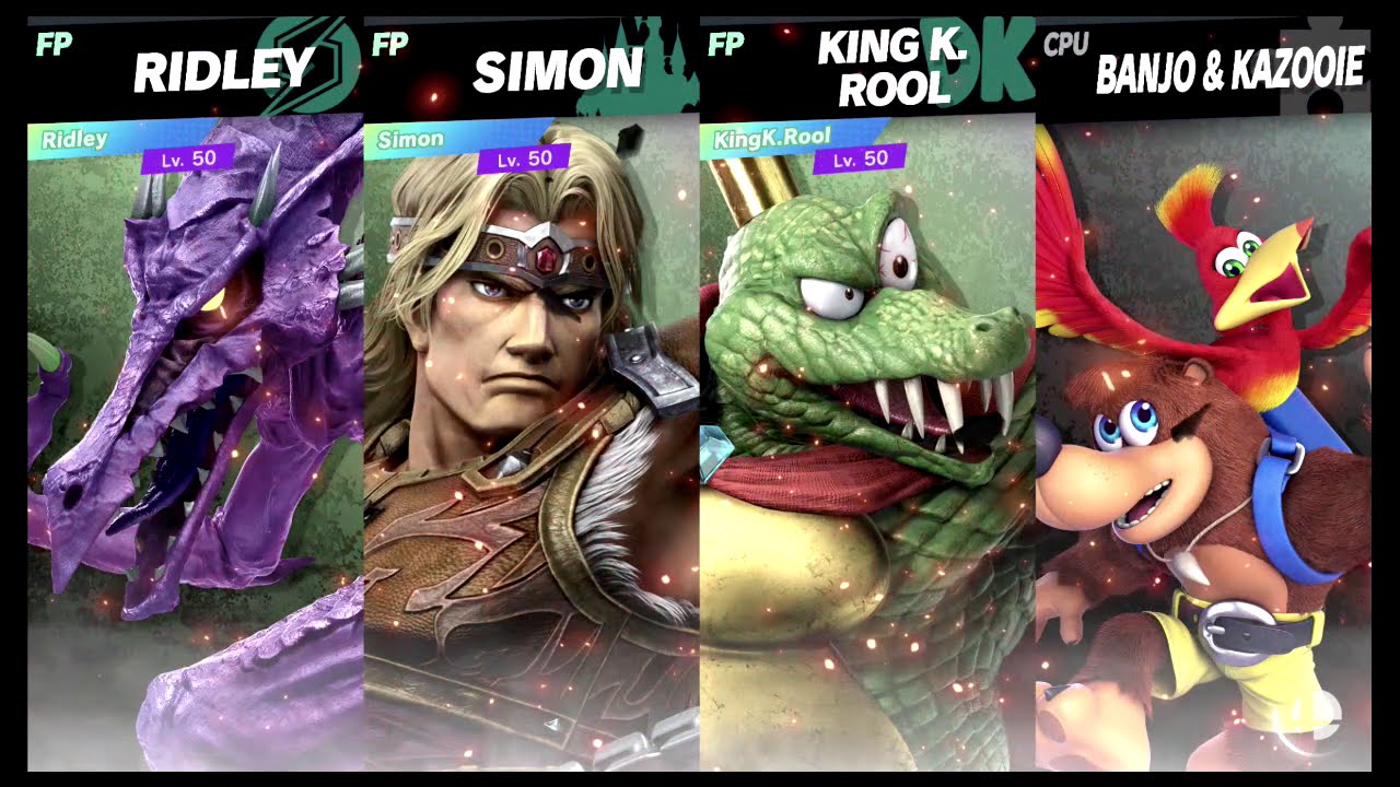 Super Smash Bros Ultimate Amiibo Fights – Request #16816 Ridley vs Simon vs K Rool vs Banjo