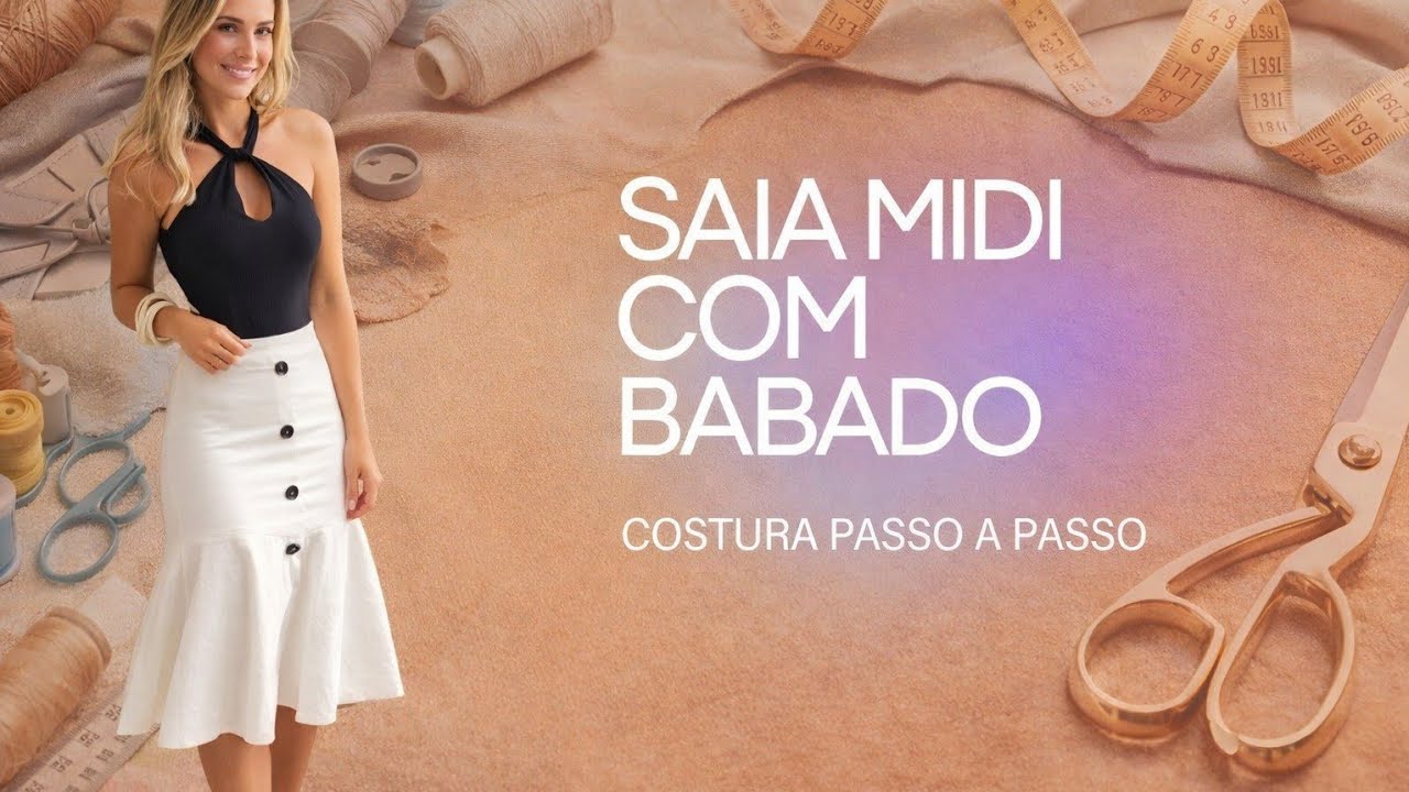 DIY Como fazer Saia Midi com Babado Godê_Costura fácil passo a passo para iniciantes Gisleide Novelo