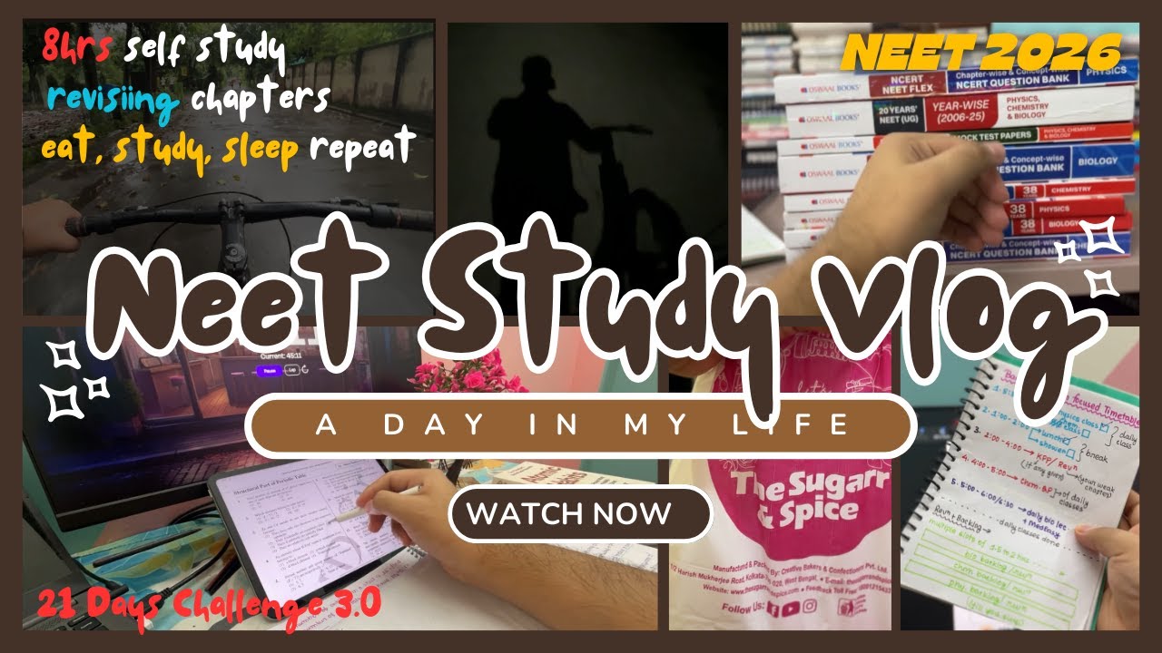 📚14+ hrs NEET Study Vlog☠️Attending Classes, Revising Chapters, Eating Cakes & much more🤧NEET 2026🎯