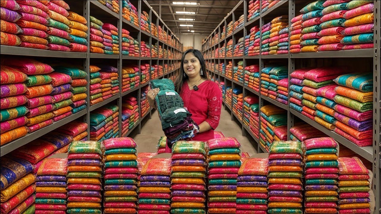 1000 रुपए वाली साड़ी | मात्र 45 रुपए से साड़ी | हैवी साड़ी Surat Work Saree | Saree Factory Live P3