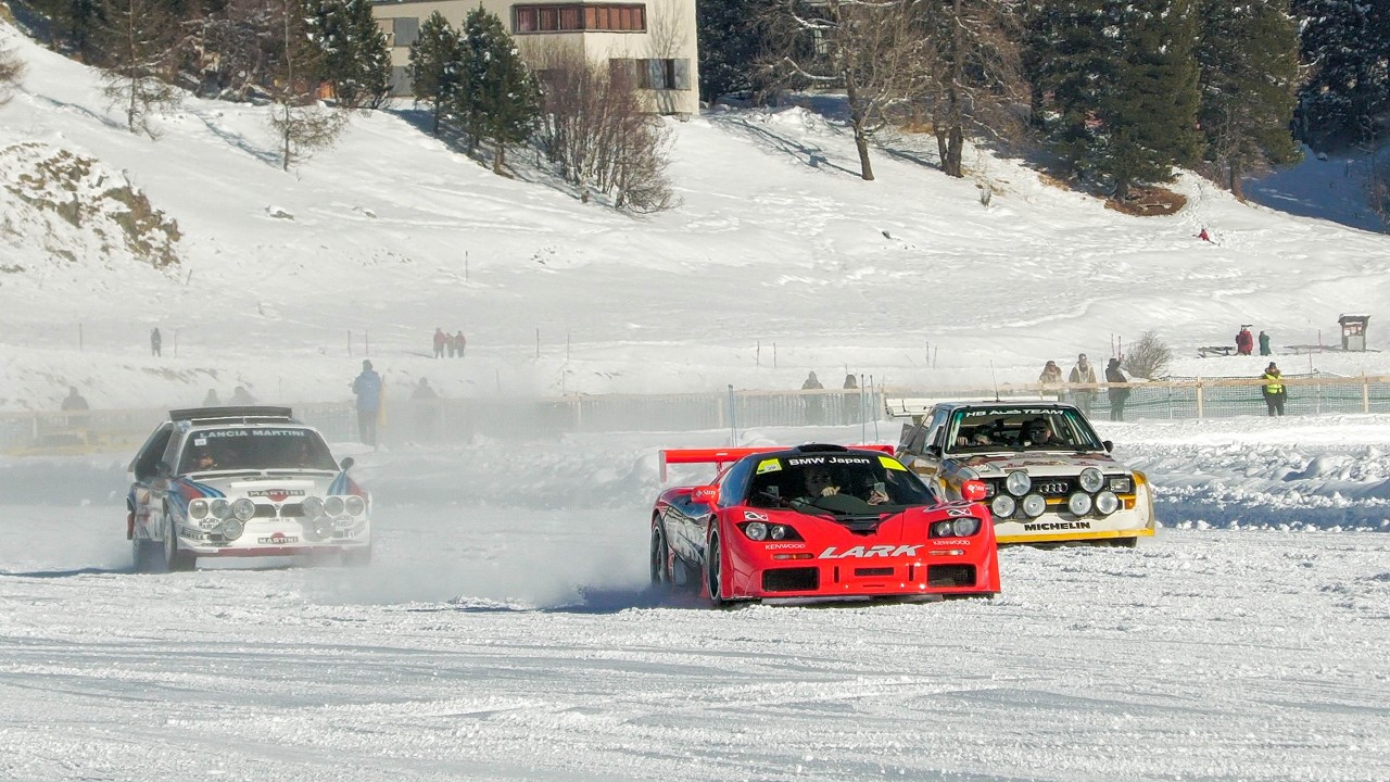 The ICE St. Moritz 2026 PARADE - F1 GTR, R390 GT1, 911 GT1, Miura SV, Sport quattro S1 E2, Zonda C12