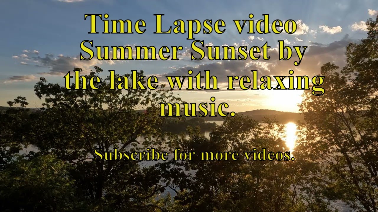 Relaxing time lapse video with music of summer sunset over the lake.
