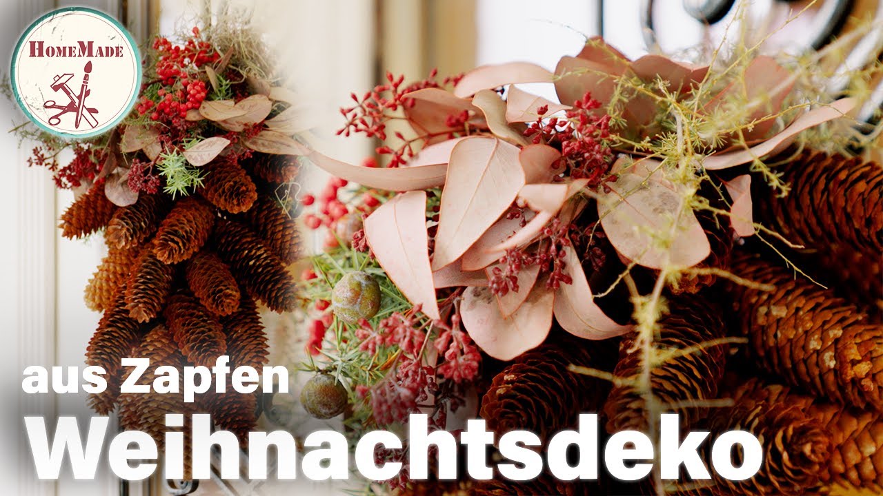 DIY | Weihnachtsdeko aus Zapfen | Natürliche Adventsdeko für Hauseingang und Fenster selber machen