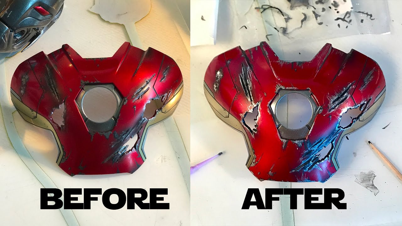 Hot Toys Iron Man Basic weathering and battle damage, STEP 1, PAINT CHIPPING