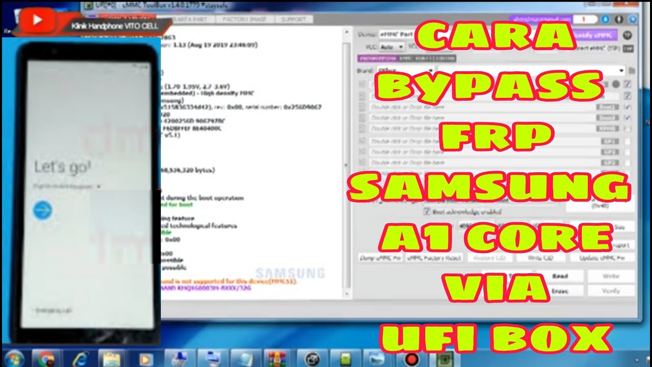 Cara bypass frp samsung a1 core via ufi box || isp samsung a1 core