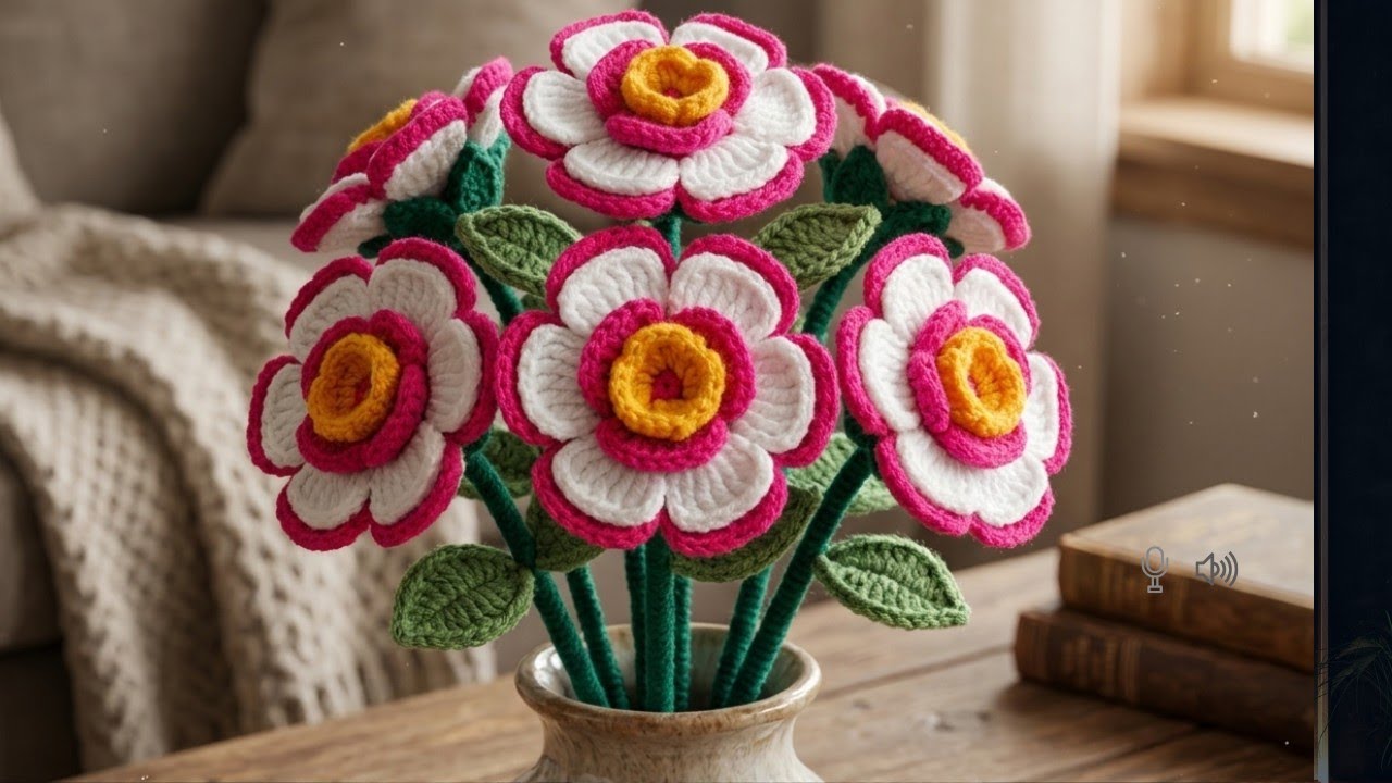 WOW 🌸 Flor de ganchillo en capas s&uacute;per f&aacute;cil de tejer #crochet&nbsp;#flores