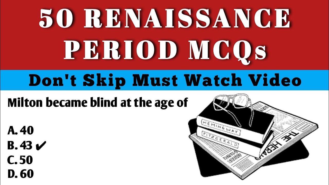 50 English Literature MCQs | Renaissance Period MCQs | UGC NET, UPLT, PGT, JRF Competitive Exam prep