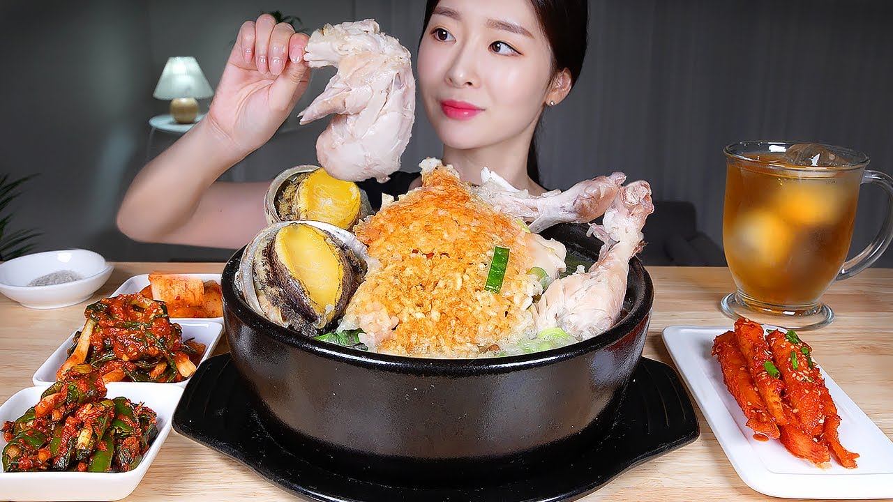 ASMR MUKBANG | Приготовление горячего самгетанга (куриного супа с женьшенем) ♨️ 3 вида кимчи