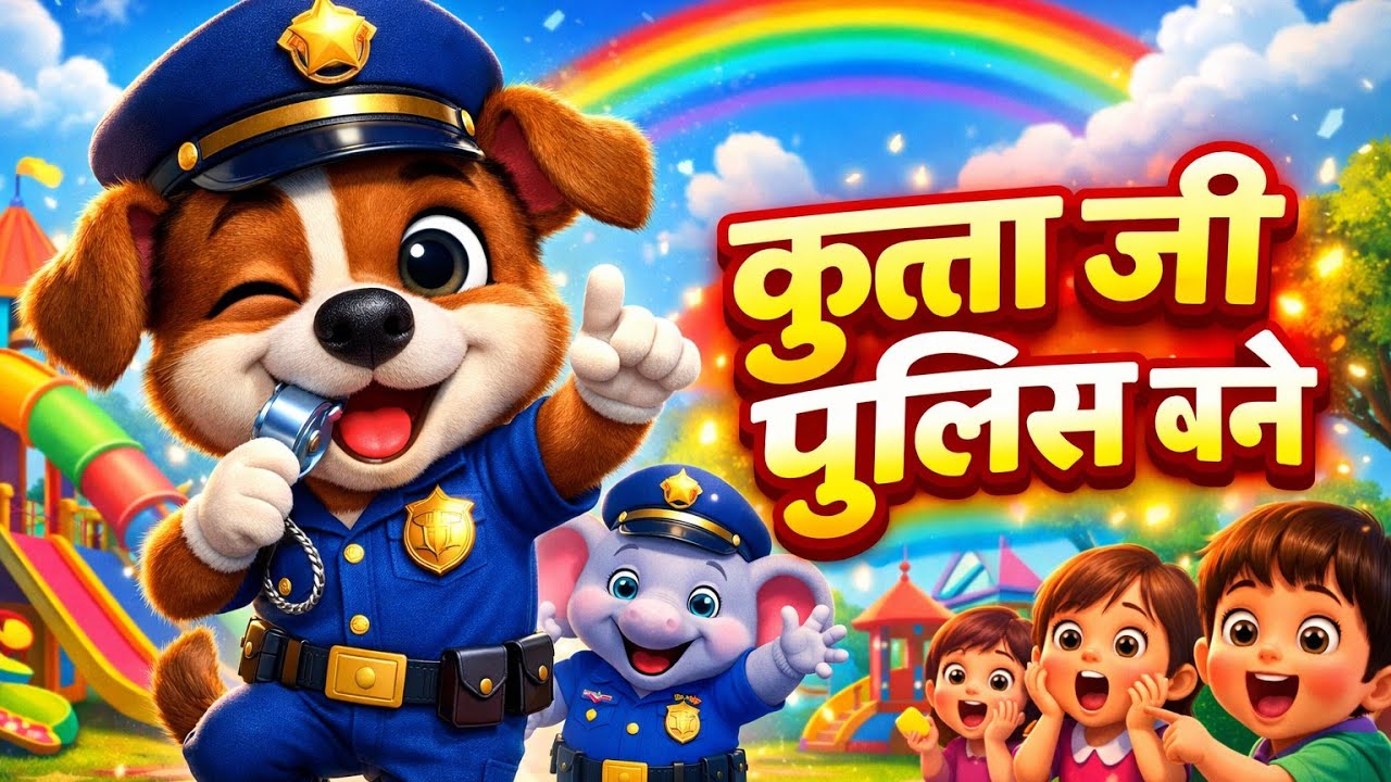 कुत्ता जी पुलिस बने 🐶🚓 | Funny Police Dog Song | Hindi Rhymes for Kids | Kids Cartoon |Rhymes Hindi
