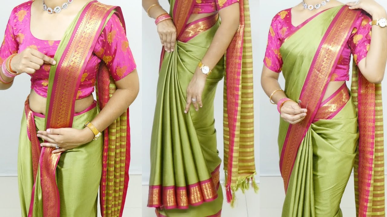 Amazing Simple silk saree draping with perfect Pleats |Functions special saree draping For Beginners