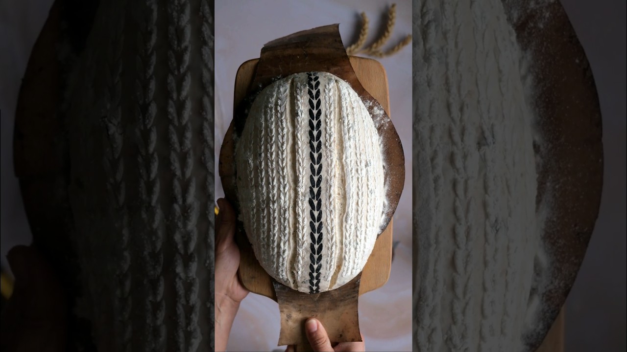Black knitted stripe  #artisanbread #sourdoughbread #breadart #knittedpattern #bread #breadstencil