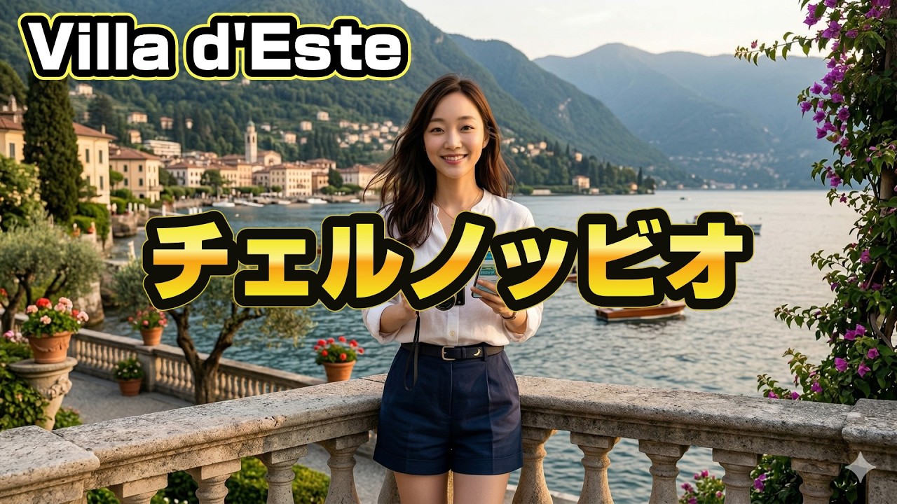 【イタリアの琵琶湖】コモ市から船でチェルノッビオへ。宮殿のような元邸宅ホテルVilla d'Esteに立ち寄ったり、街歩きしたりする湖畔散歩Vlog!