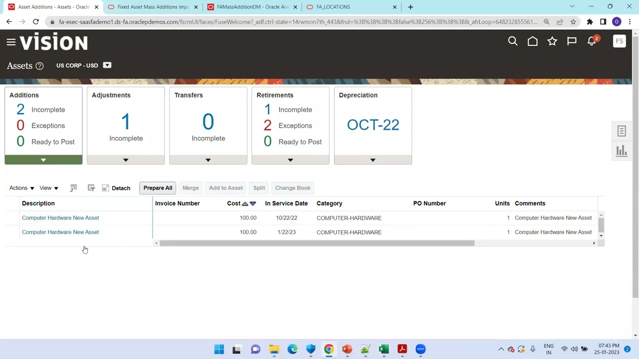 Oracle Fusion Fixed Asset — Массовое добавление FBDI