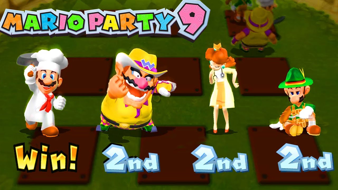 Mario Party 9 Garden Battle - Mario vs Wario vs Daisy vs Luigi (Master Difficulty)