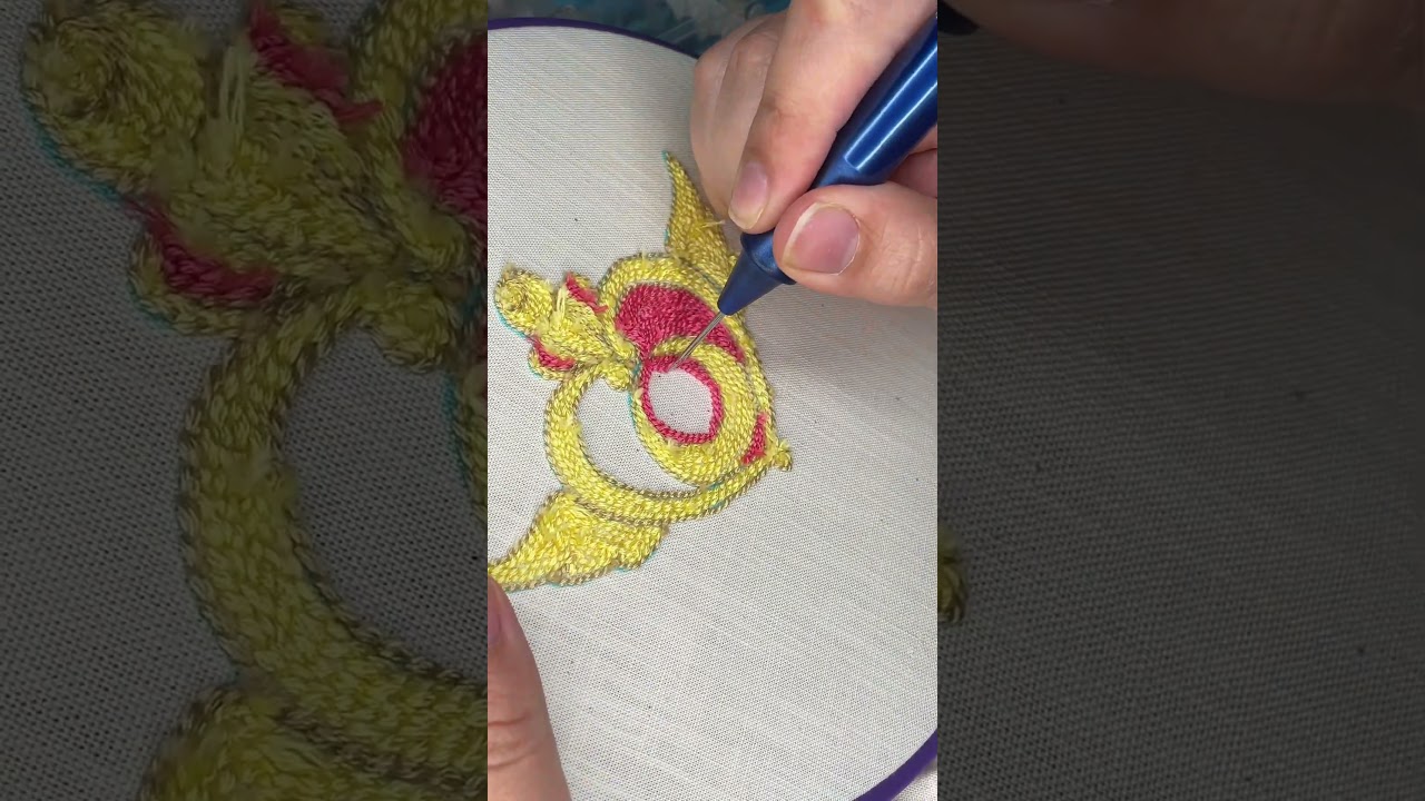 Sailor moon Crisis Moon punch needle. #sailormoon #punchneedleembroidery #agujamagica#dmcthreads