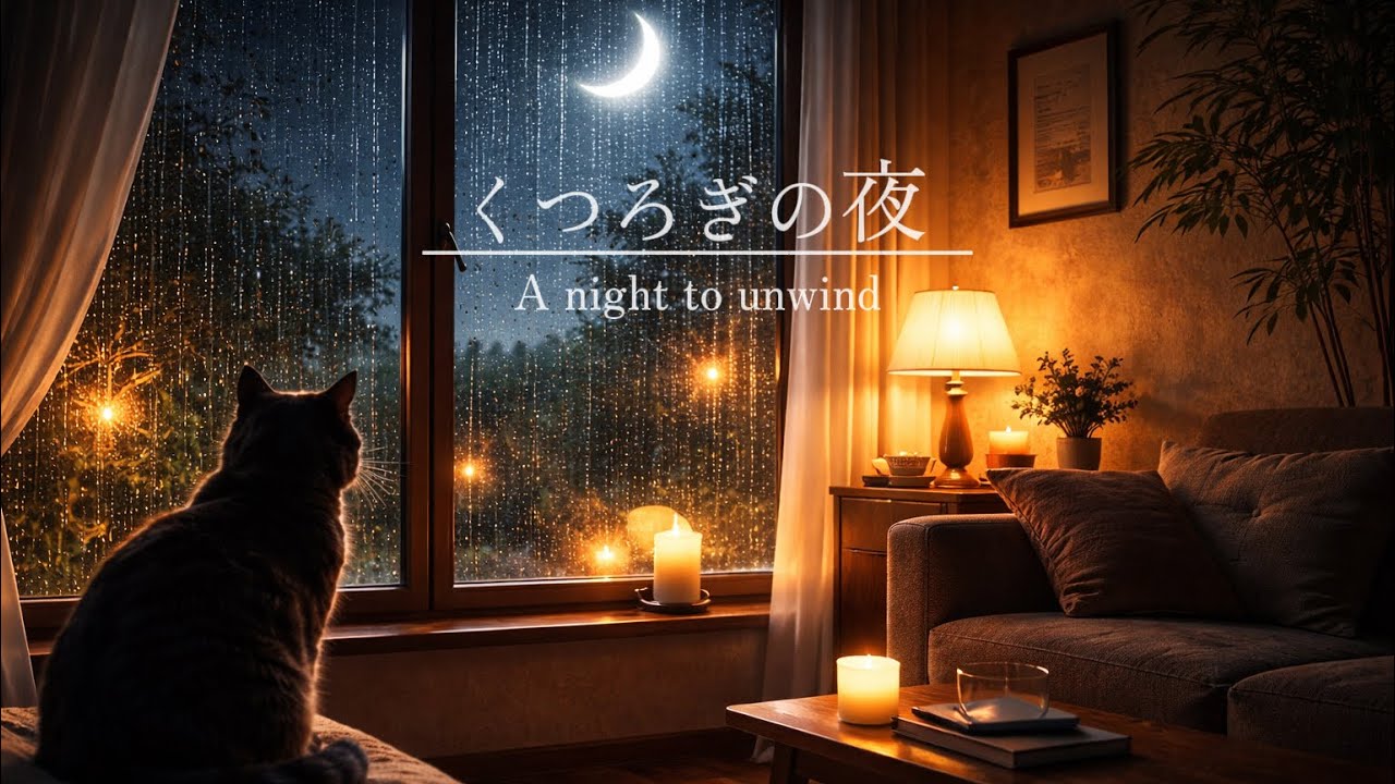 【癒しのBGM】くつろぎの夜 - A night to unwind｜Relaxing calm piano lofi🐈‍⬛