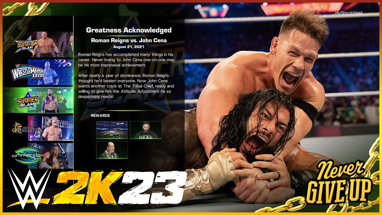 WWE 2K23 Showcase Greatness Acknowledged Roman Reigns vs John Cena (100% Completion)