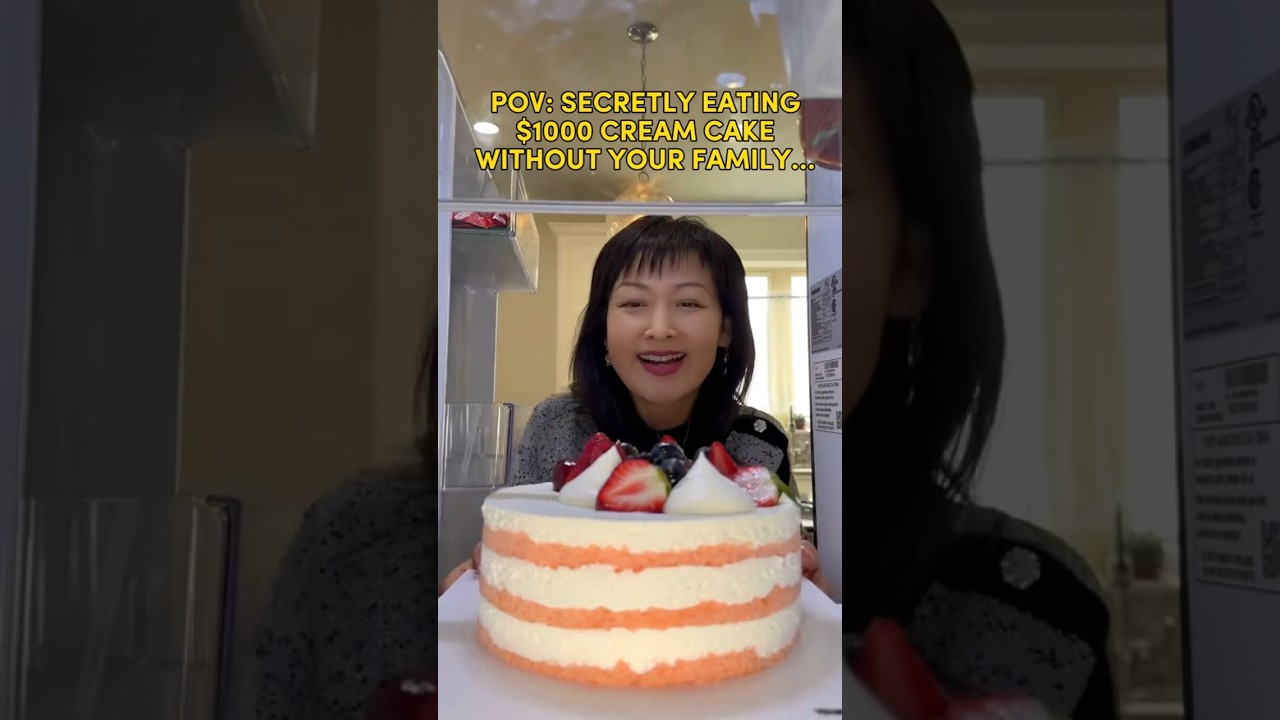 POV: SECRETLY EATING $1000 CREAM CAKE WITHOUT YOUR FAMILY #shorts #viral #mukbang