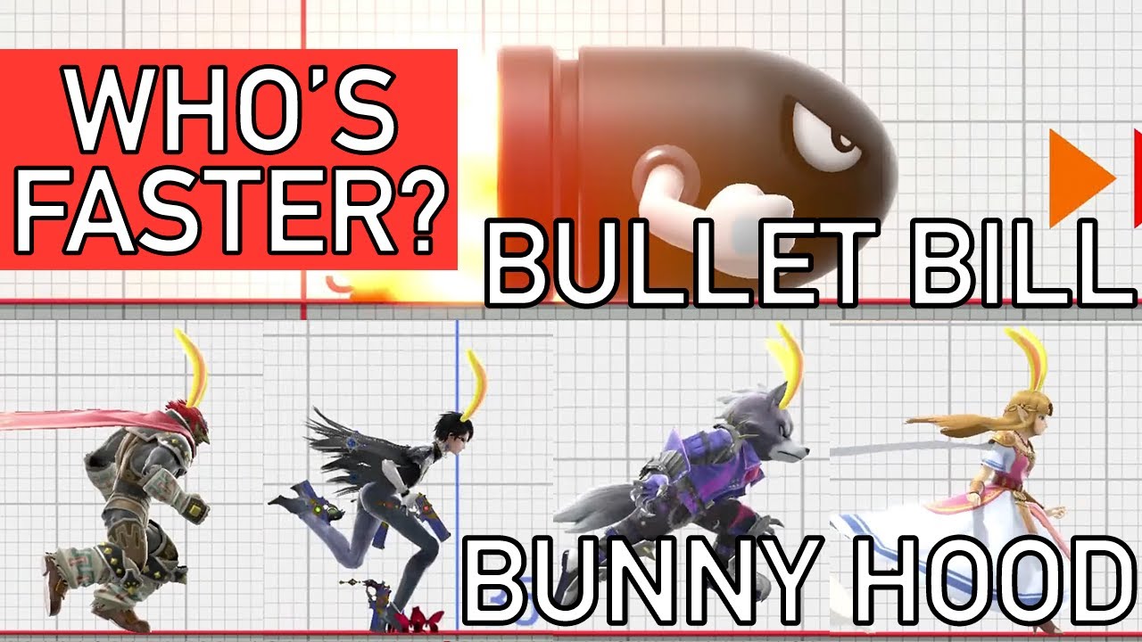 Smash Bros Ultimate - Who can run faster than the Bullet Bill by wearing a Bunny Hood?