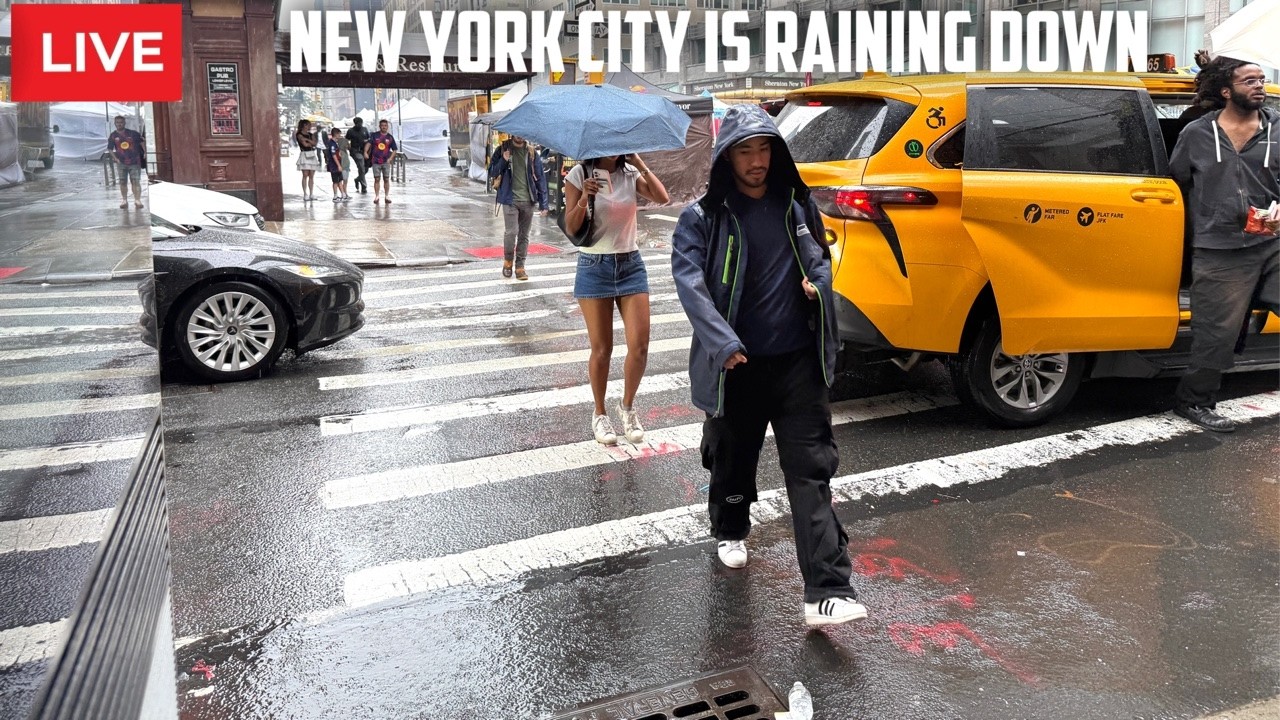 New York City: Rainy Day Manhattan Sunday Live IRL