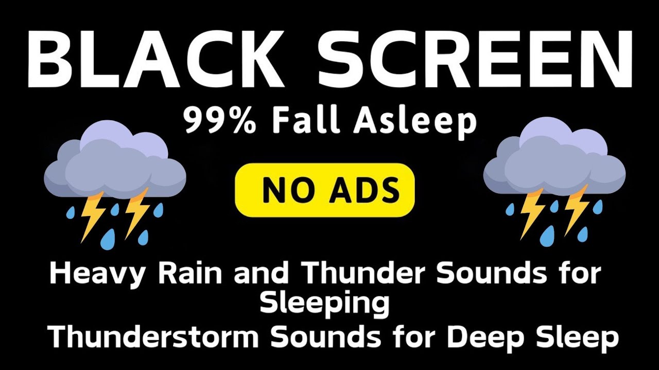 🔴 Heavy Rain and Thunder Sounds for Sleeping 🌩️Perfect for Deep Sleep and Relaxation 🌩️ Black Screen