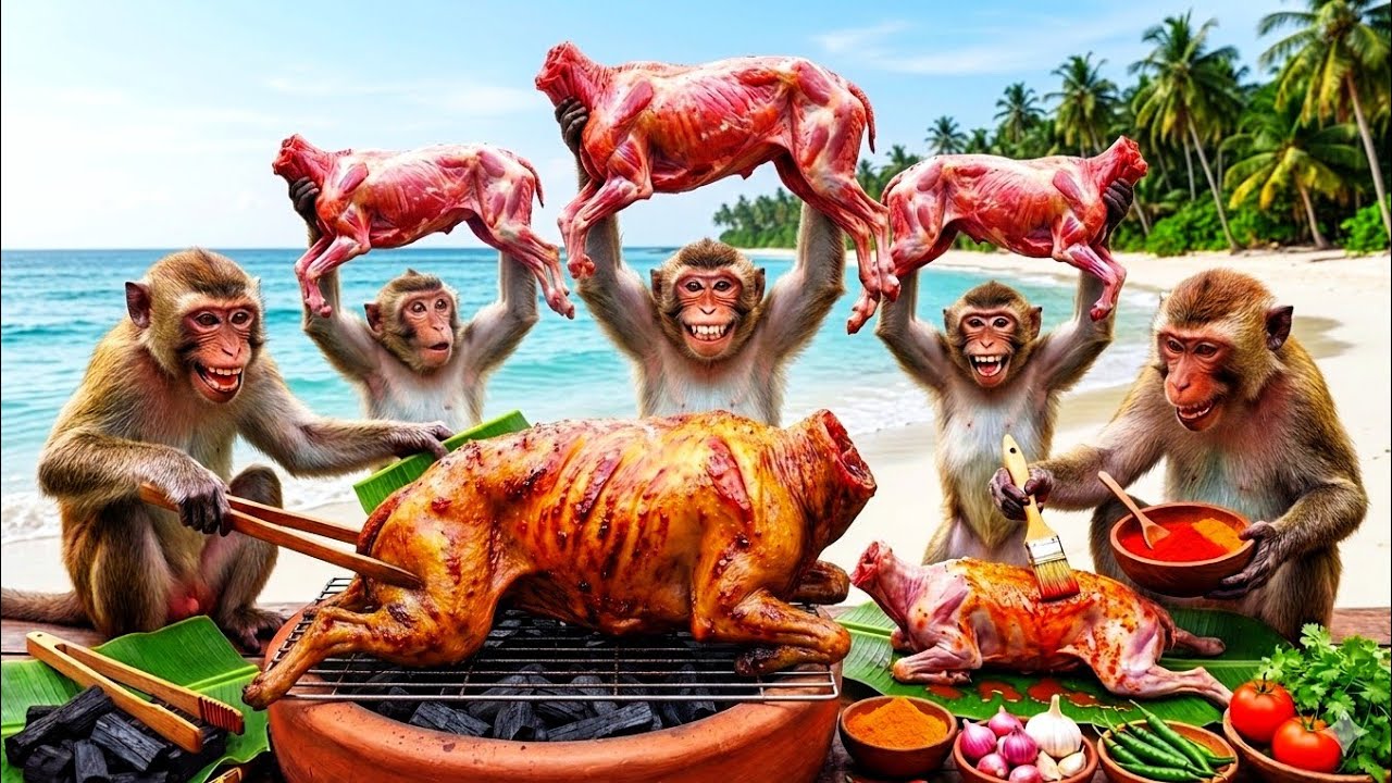 बंदरों ने चोरी किया पूरा बकरा 😱🔥 | Monkeys Stole a Whole Goat and Cooked Mutton Curry