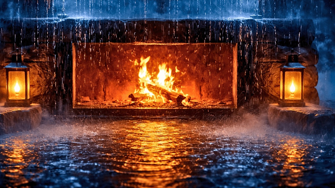 Soft Rain Sounds & Cozy Fireplace for Deep Sleeping & Anxiety Relief 🔥 Rain Sounds for Perfect Sleep