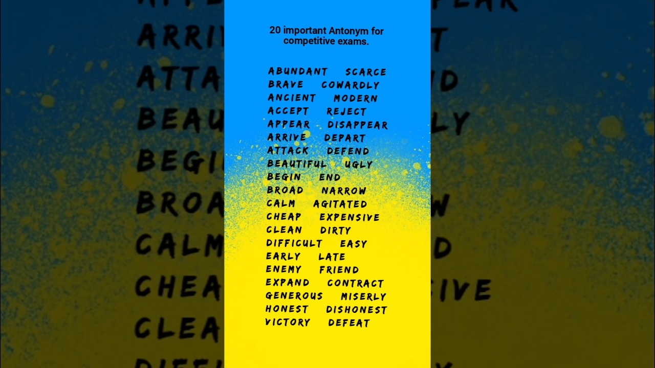 20 important Antonym for competitive exams 