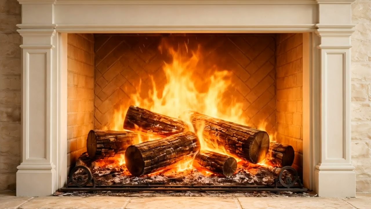 Cozy Winter Fireplace| Fireplace Crackling| white noise