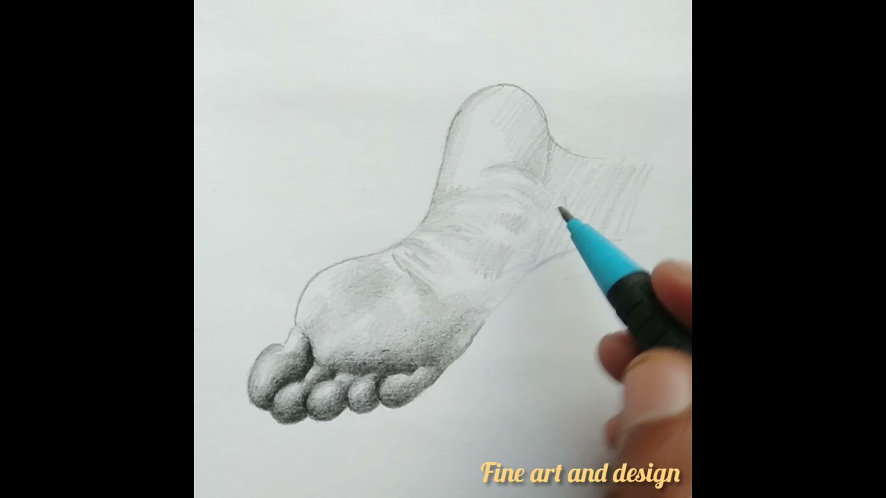 How to Draw Foot for beginners. #Pencil shading #Back angle foot
