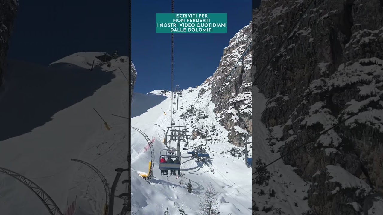Pista Olympia delle Tofane. Lo Schuss tra le rocce &egrave; uno spettacolo! #dolomiti #sci #cortina #ski