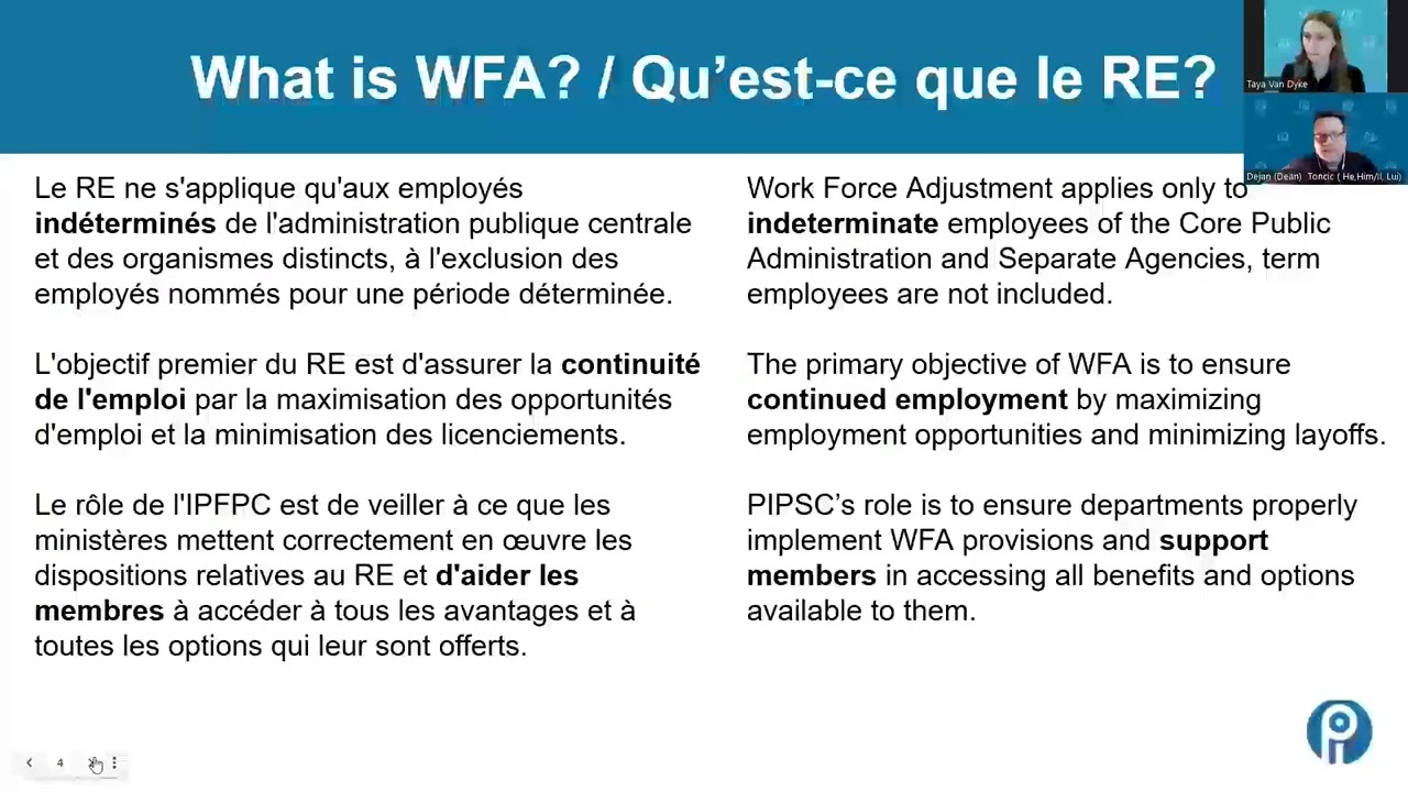 Workforce Adjustment (WFA) Webinar - January 13, 2026