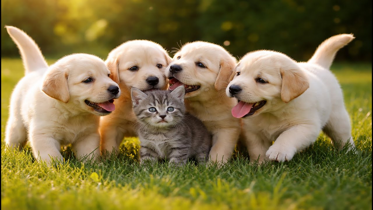 🐕🌞 Happy Puppies Playing Freely Outside on Green Grass | Beautiful Dog Videos for Relaxation