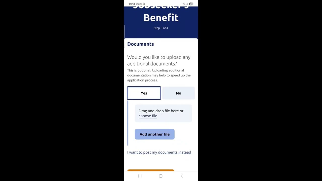 Scanning a document using an Android phone for document upload to MyWelfare