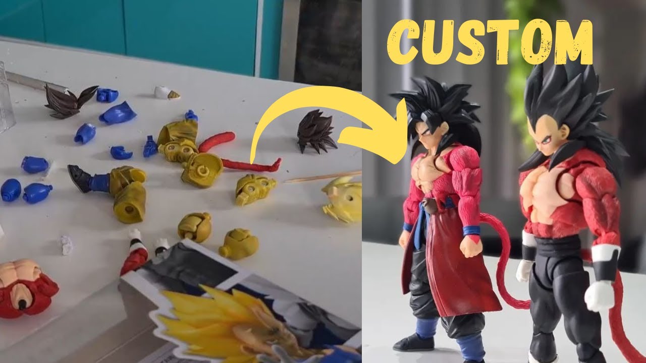 Goku and Vegeta super saiyan 4 dragon ball heroes custom sh figuarts