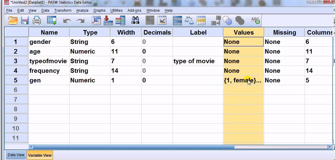 SPSS for newbies: opening an excel file in SPSS - AUTOMATIC RECODE button