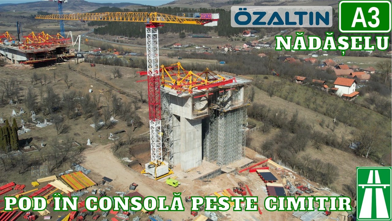 A3 Pod în consolă peste cimitir la Nădășelu - Lucrări Ozaltin Autostrada Transilvania deviere traseu