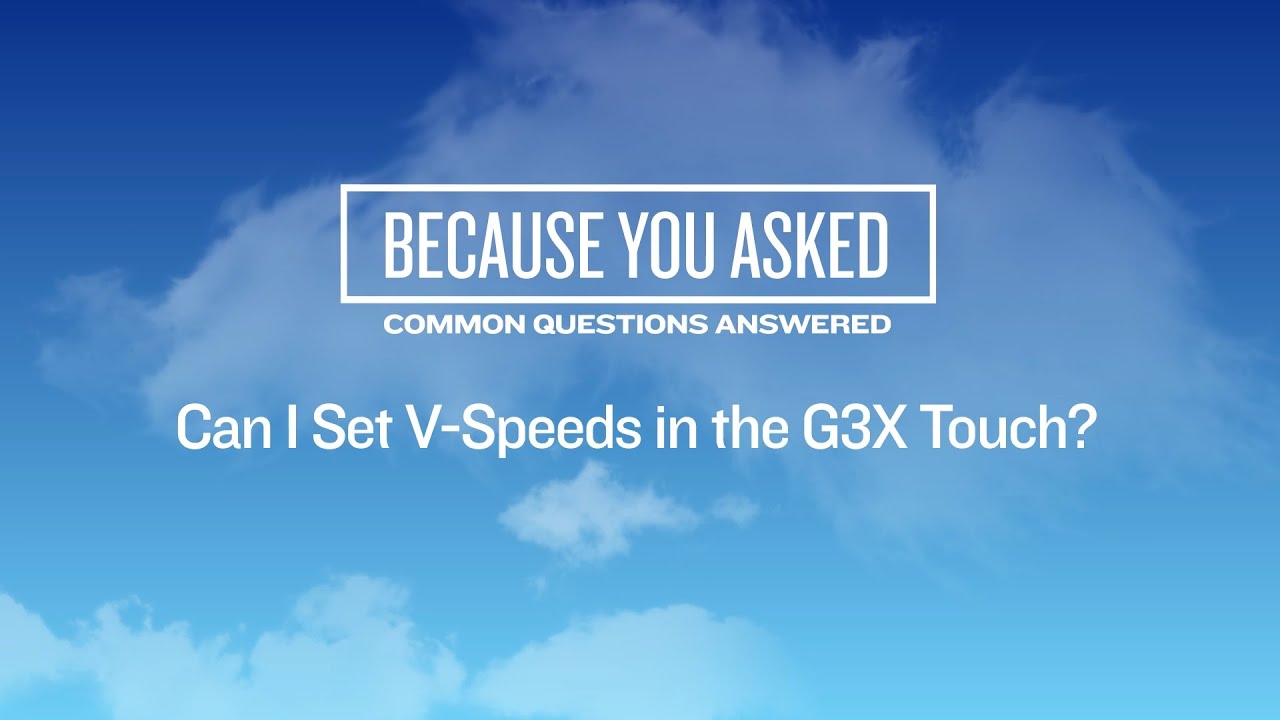 G3X Touch: Can I Set V-Speeds in the G3X Touch?