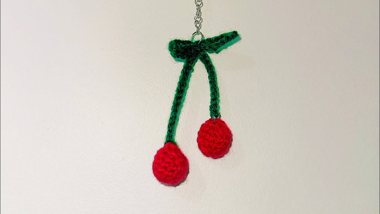 🍒 Crochet Cherry Keychain Tutorial | Easy DIY Keychain | Cozyloopzz Handmade