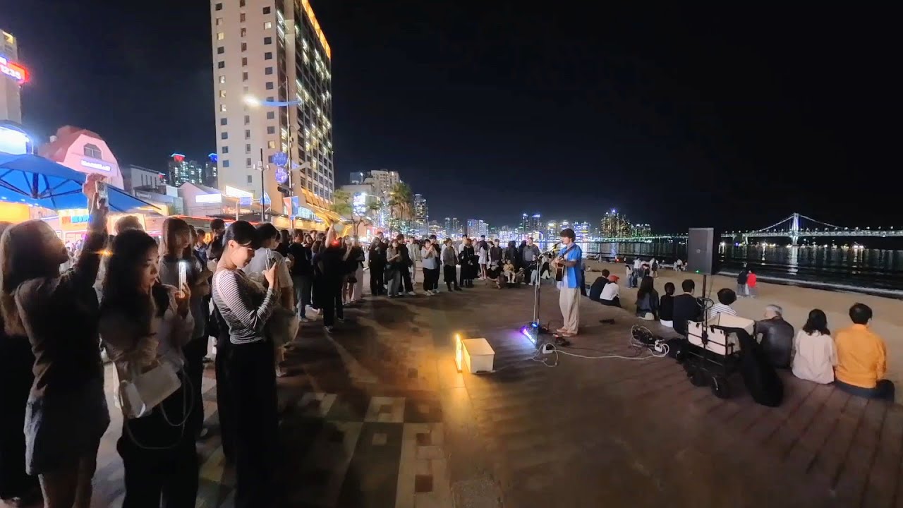 Gwangalli Beach Busan at Night with BUSKING + DRONE Light Show (Chuseok 2025)