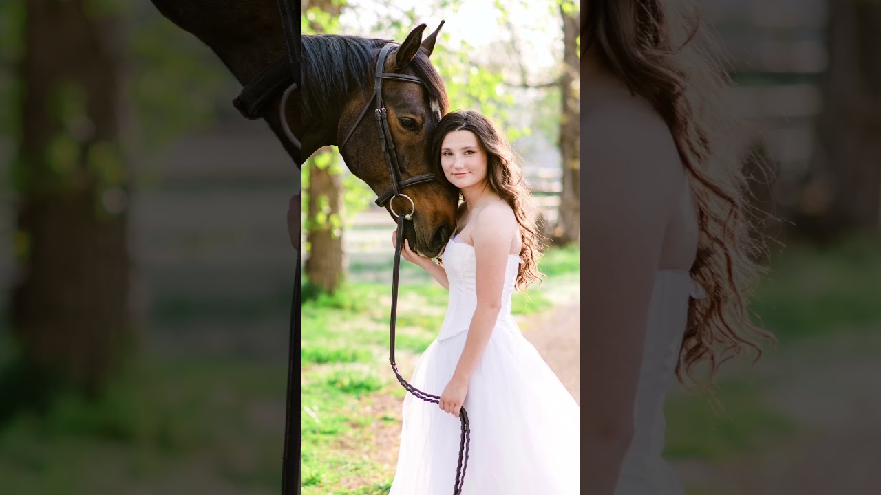 Portraits of young lady and her horse