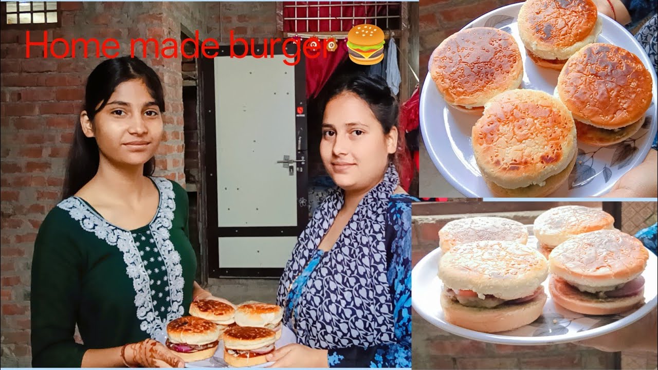 Aaj hamne banaya Home-made burger 🍔