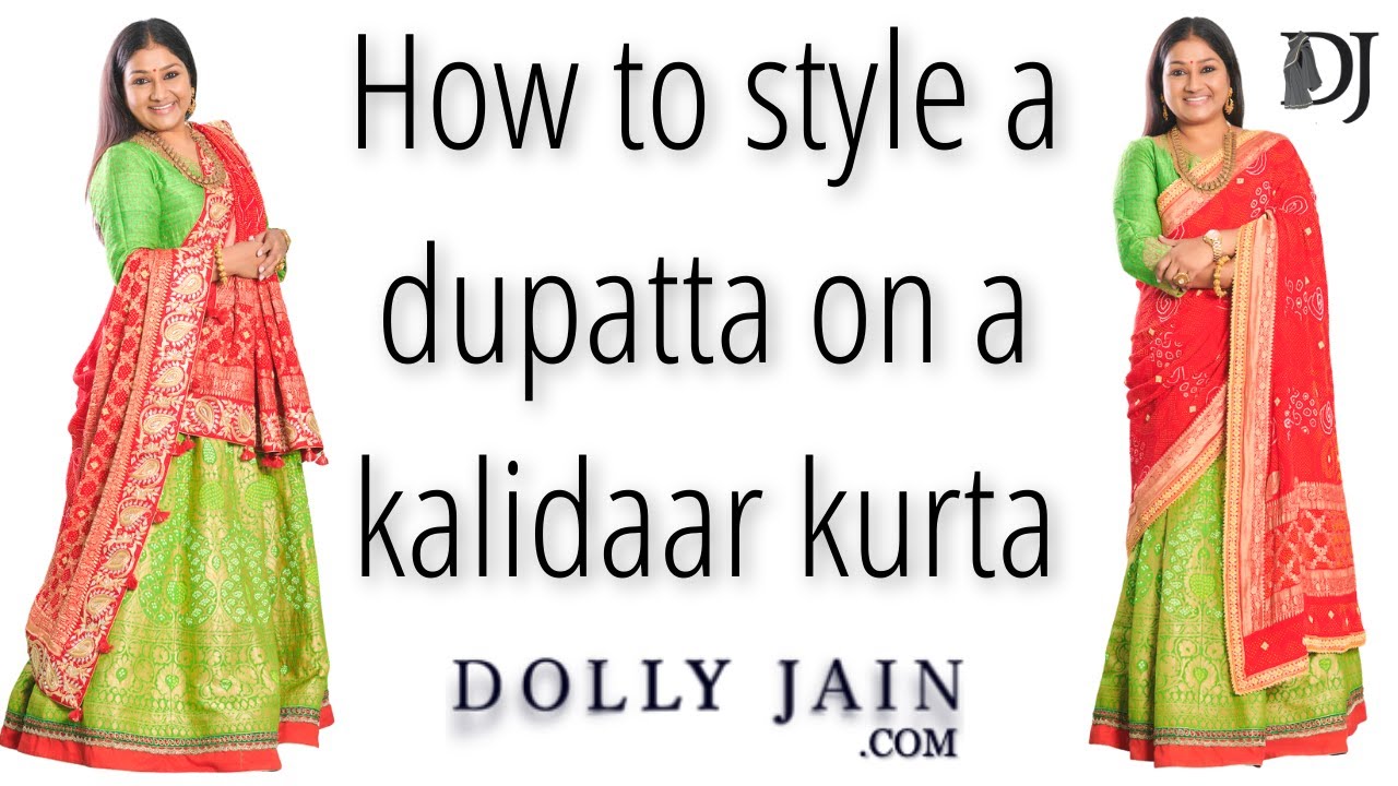 How to: Style a dupatta on kalidaar kurta | Dolly Jain dupatta draping styles